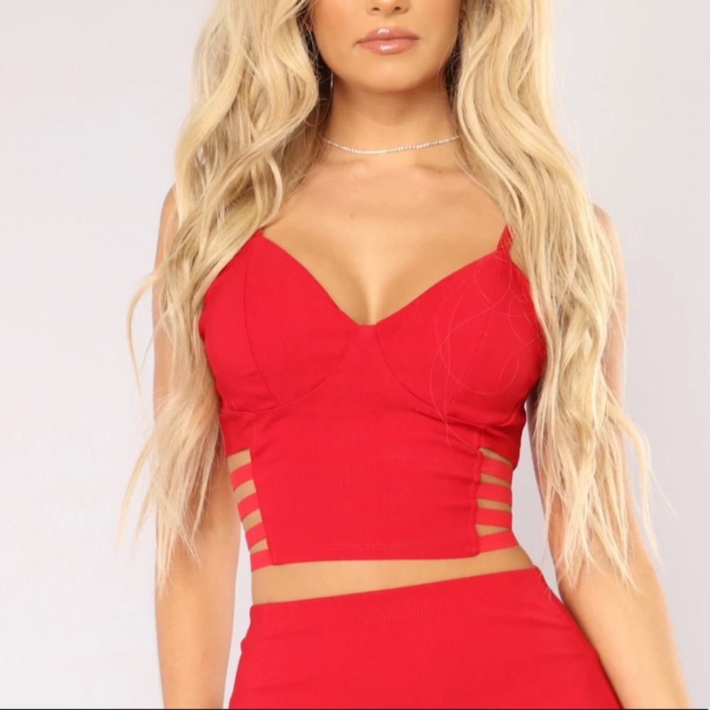 Red Crop Top with cutouts on the side